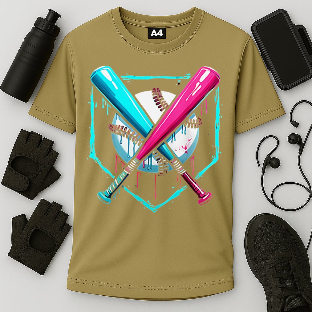 Pocket Baseball Drip Bats Ice Cream Drip Sports Cooling Performance Crew T-Shirt