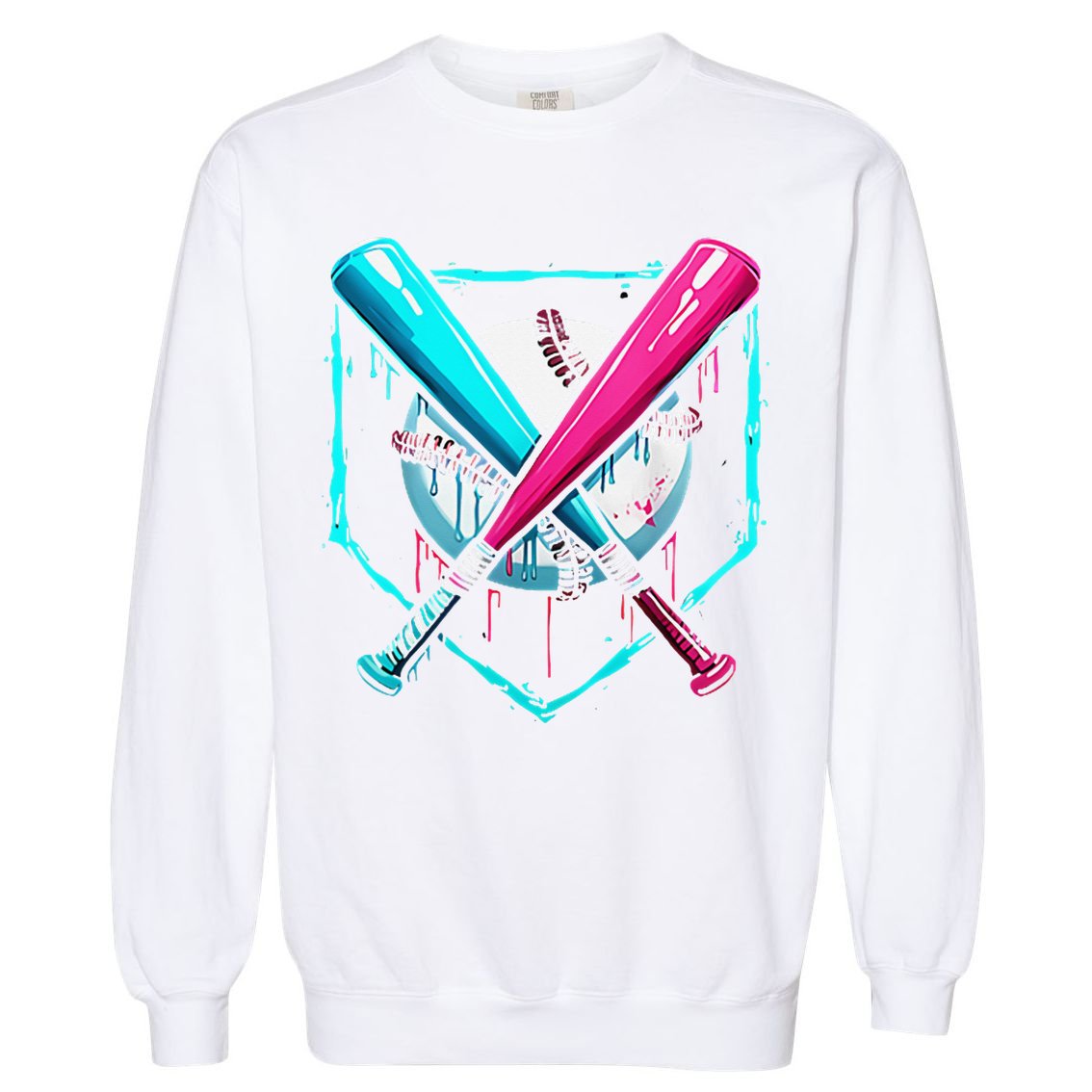 Pocket Baseball Drip Bats Ice Cream Drip Sports Garment-Dyed Sweatshirt