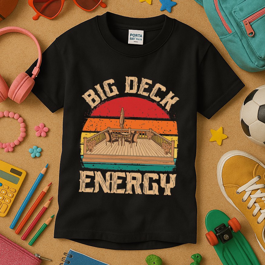 Patio Big Deck Energy Grilling Outdoorsy Meat Bbq Smoker Kids T-Shirt