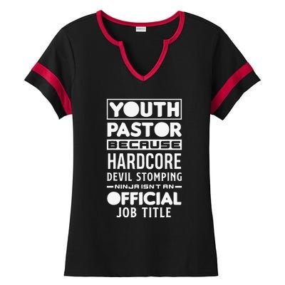 Pastor Because Devil Stomping Ninja Funny Ladies Halftime Notch Neck Tee