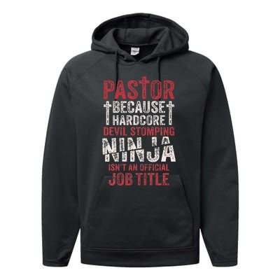 Pastor Because Devil Stomping Ninja IsnT Job Title Performance Fleece Hoodie