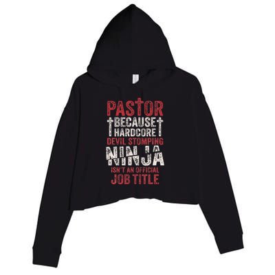 Pastor Because Devil Stomping Ninja IsnT Job Title Crop Fleece Hoodie