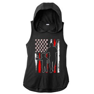 Proud Baseball Dad Papa Grandpa American Flag Fathers Day Gift Ladies PosiCharge Tri-Blend Wicking Draft Hoodie Tank