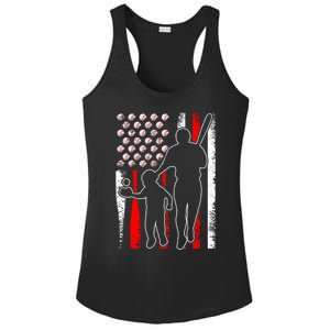 Proud Baseball Dad Papa Grandpa American Flag Fathers Day Gift Ladies PosiCharge Competitor Racerback Tank