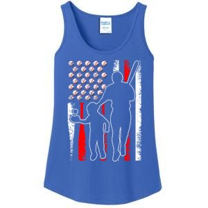 Proud Baseball Dad Papa Grandpa American Flag Fathers Day Gift Ladies Essential Tank