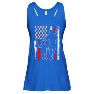 Proud Baseball Dad Papa Grandpa American Flag Fathers Day Gift Ladies Essential Flowy Tank