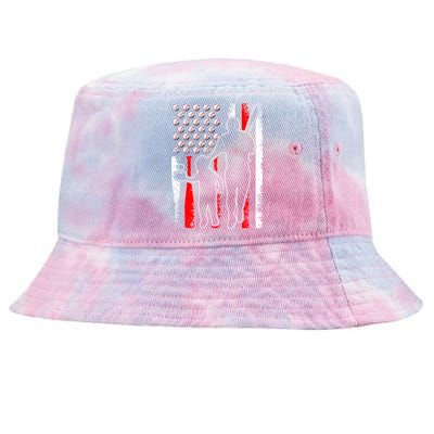 Proud Baseball Dad Papa Grandpa American Flag Fathers Day Gift Tie-Dyed Bucket Hat