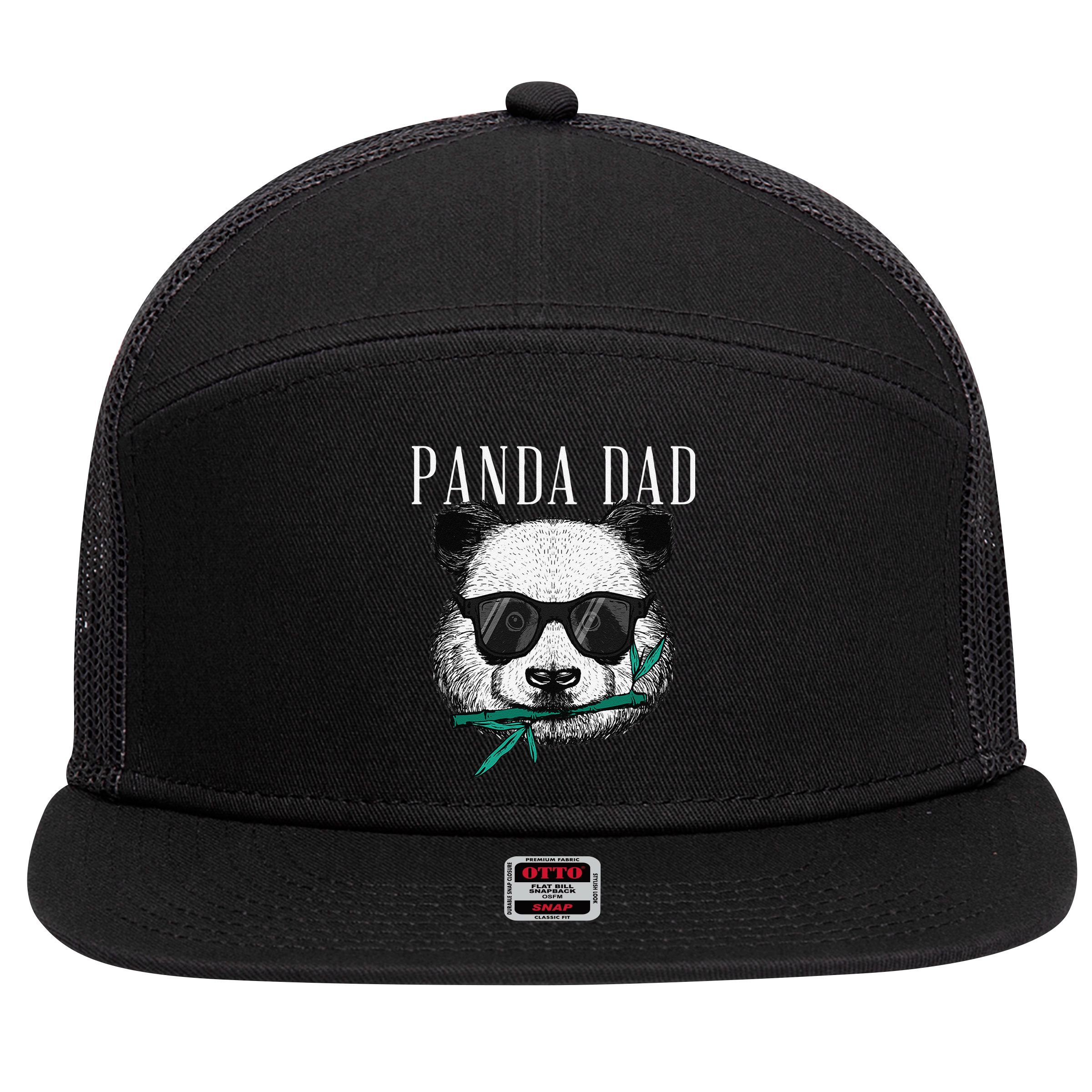 Panda Bear Dad Coolest Father Fun Fathers Day Sunglasses 7 Panel Mesh Trucker Snapback Hat