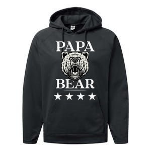 Papa Bear Distressed Font Performance Fleece Hoodie