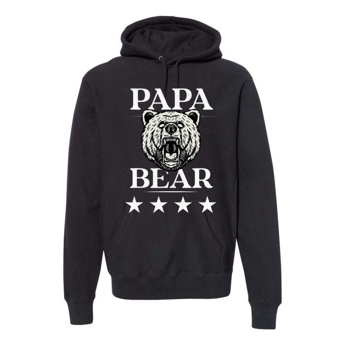 Papa Bear Distressed Font Premium Hoodie