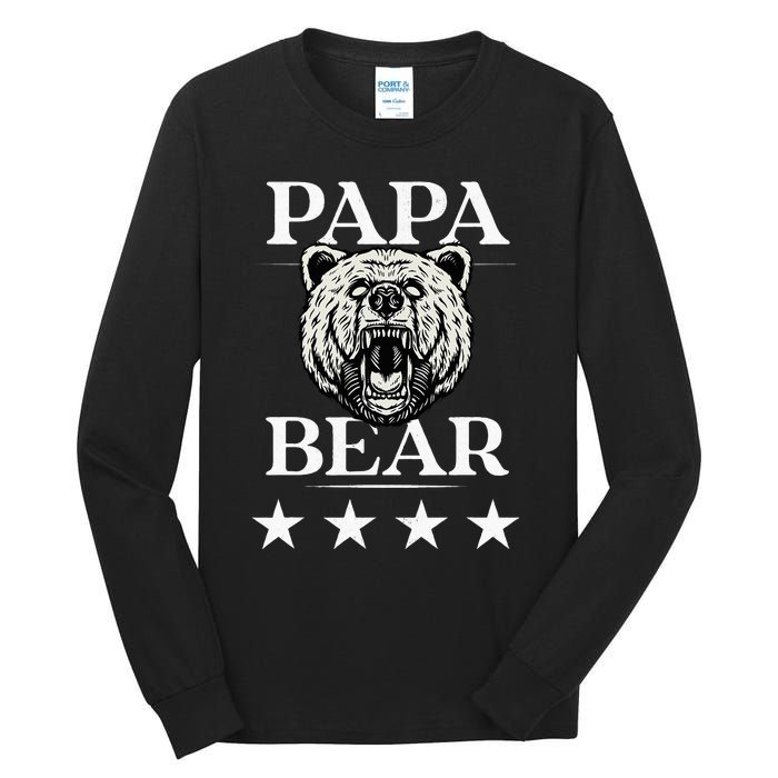 Papa Bear Distressed Font Tall Long Sleeve T-Shirt