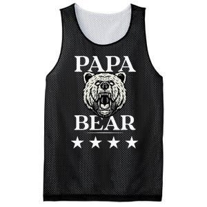 Papa Bear Distressed Font Mesh Reversible Basketball Jersey Tank