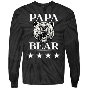 Papa Bear Distressed Font Tie-Dye Long Sleeve Shirt