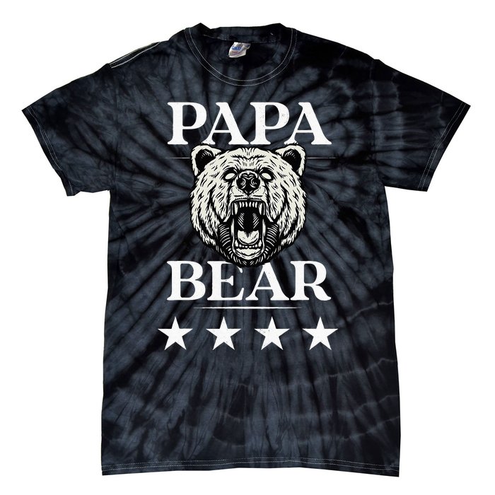 Papa Bear Distressed Font Tie-Dye T-Shirt