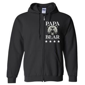 Papa Bear Distressed Font Full Zip Hoodie