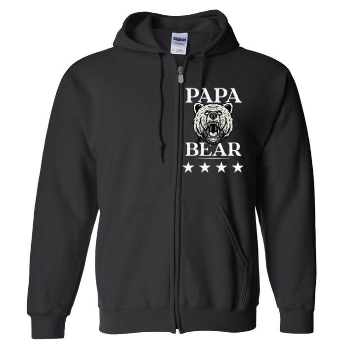 Papa Bear Distressed Font Full Zip Hoodie