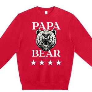 Papa Bear Distressed Font Premium Crewneck Sweatshirt