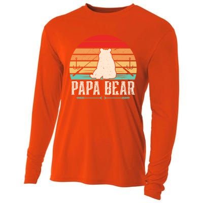 Papa Bear Dad Bear Fishing Great Gift Cooling Performance Long Sleeve Crew