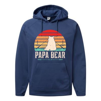 Papa Bear Dad Bear Fishing Great Gift Performance Fleece Hoodie