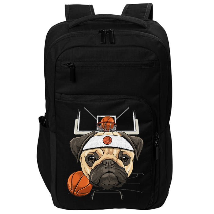 Pug Basketball Dog Lovers Basketball Player Impact Tech Backpack