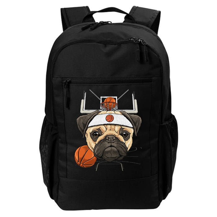 Pug Basketball Dog Lovers Basketball Player Daily Commute Backpack