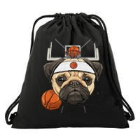 Pug Basketball Dog Lovers Basketball Player Drawstring Bag