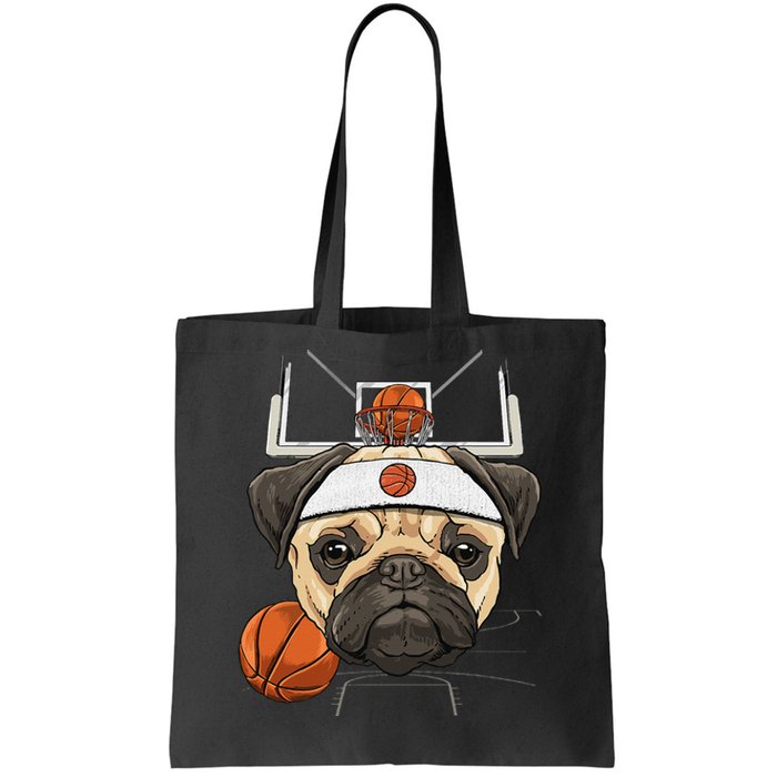 Pug Basketball Dog Lovers Basketball Player Tote Bag