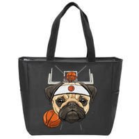 Pug Basketball Dog Lovers Basketball Player Zip Tote Bag