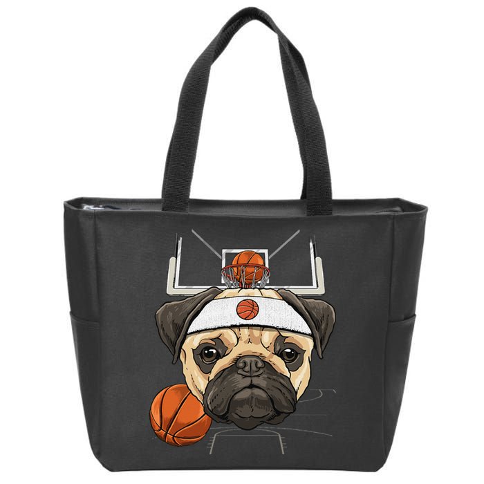 Pug Basketball Dog Lovers Basketball Player Zip Tote Bag