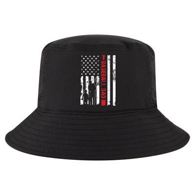 Proud Baseball Dad American Flag Sports Cool Comfort Performance Bucket Hat