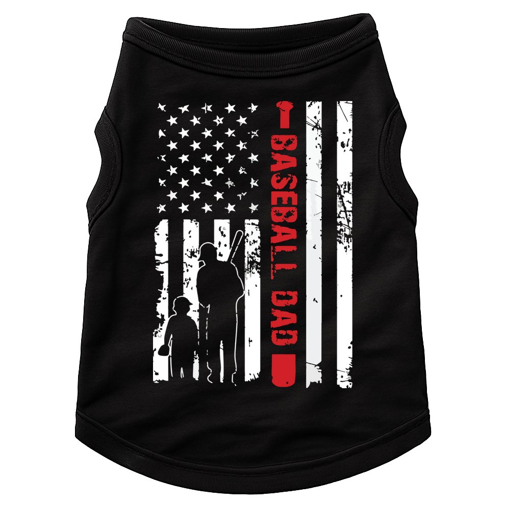 Proud Baseball Dad American Flag Sports Doggie Tank