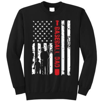 Proud Baseball Dad American Flag Sports Sweatshirt