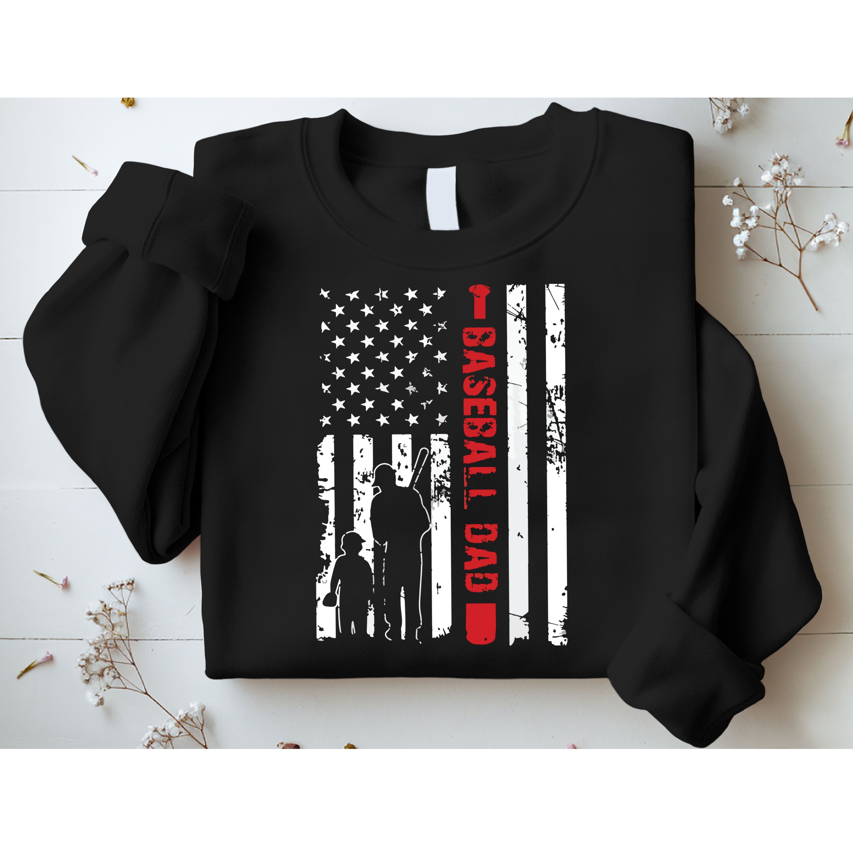 Proud Baseball Dad American Flag Sports Sweatshirt