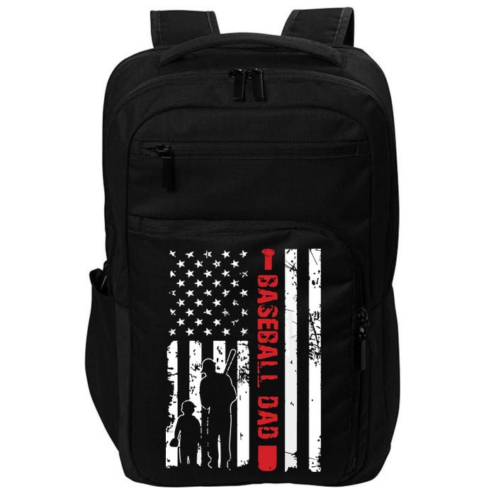 Proud Baseball Dad American Flag Sports Impact Tech Backpack