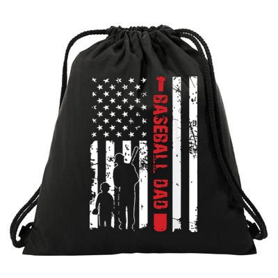 Proud Baseball Dad American Flag Sports Drawstring Bag