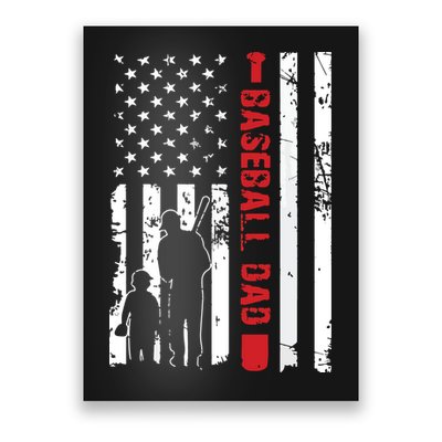 Proud Baseball Dad American Flag Sports Poster