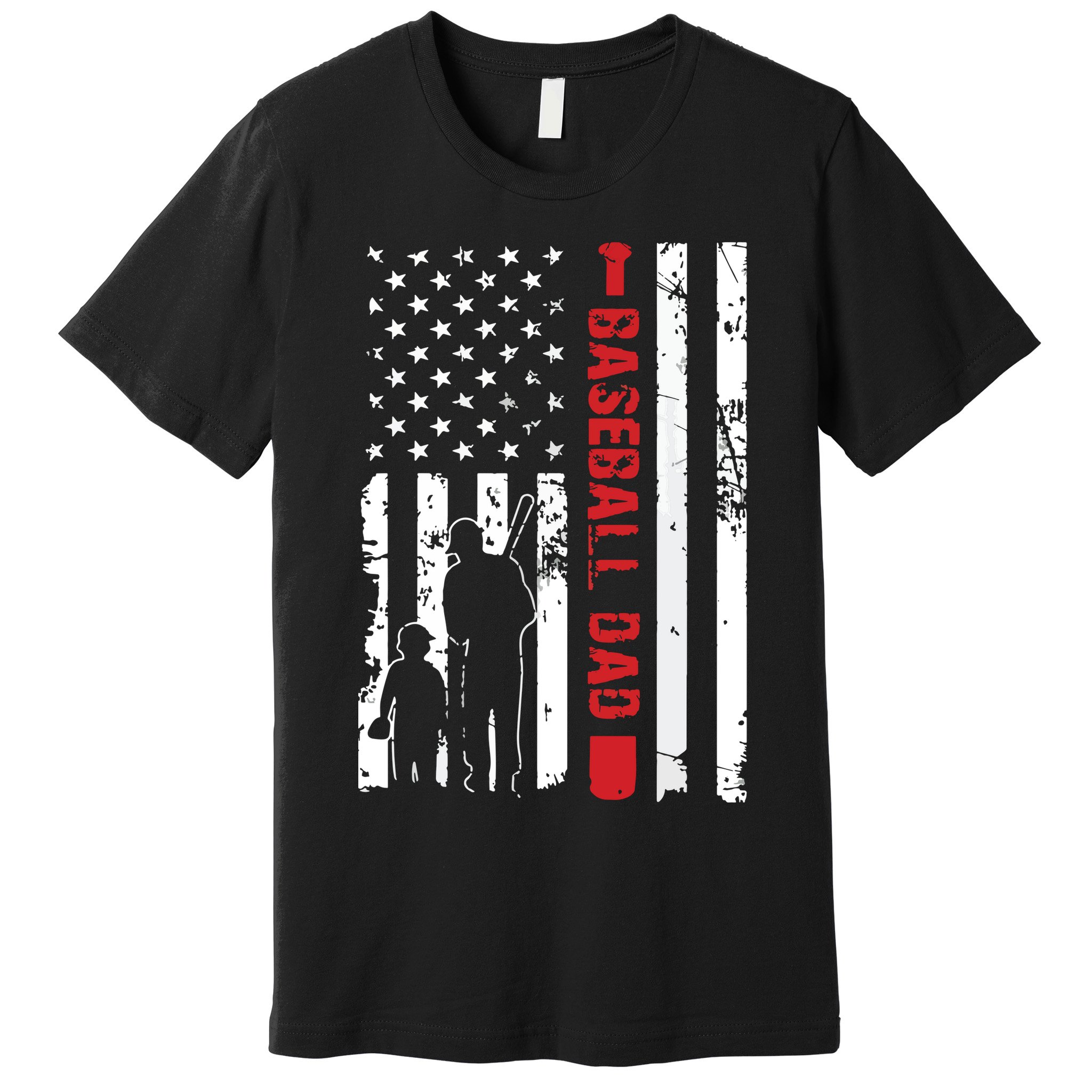 Proud Baseball Dad American Flag Sports Premium T-Shirt