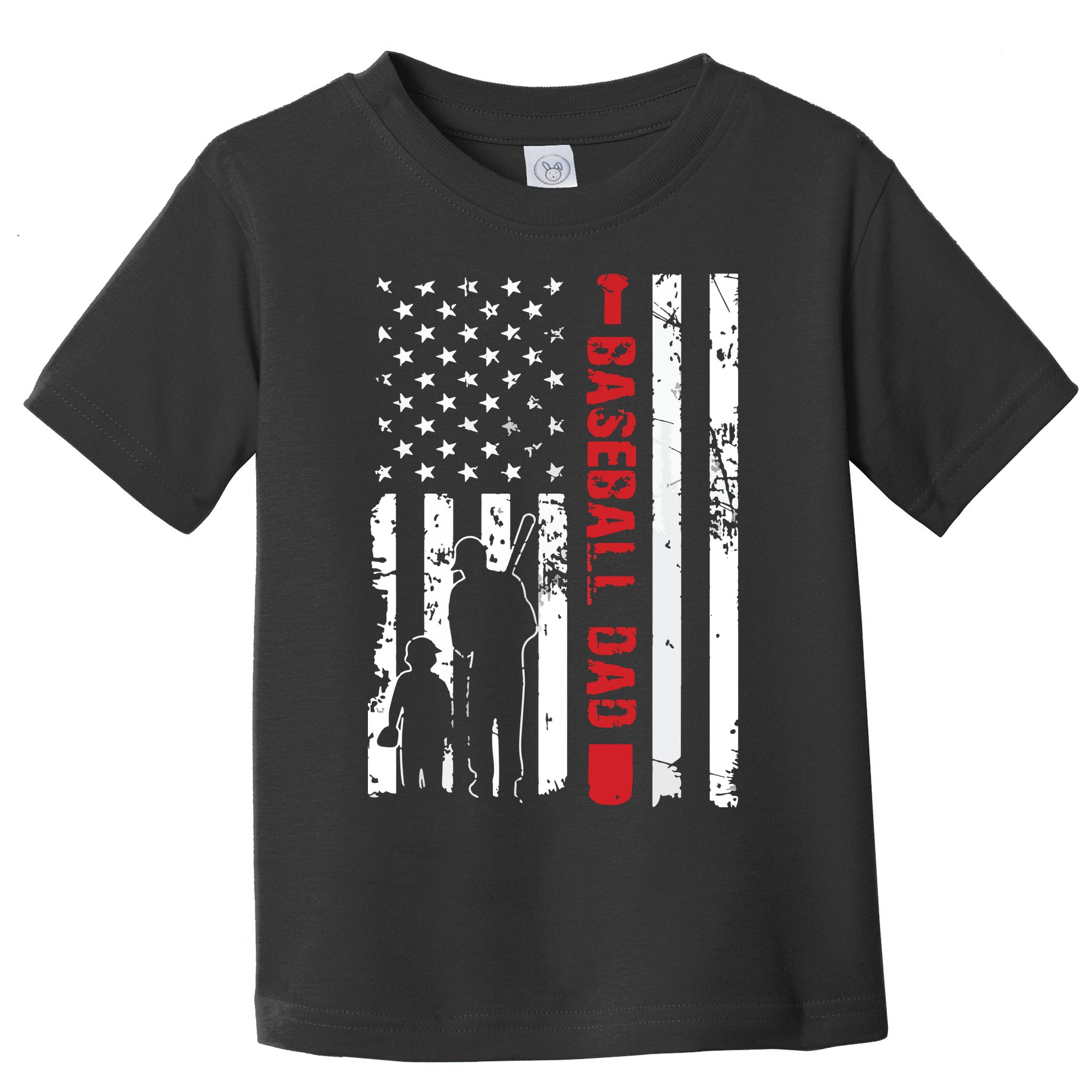 Proud Baseball Dad American Flag Sports Toddler T-Shirt