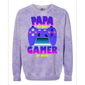 Papa By Day Gamer By Night Colorblast Crewneck Sweatshirt