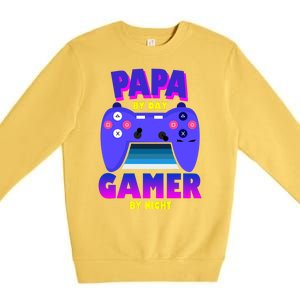 Papa By Day Gamer By Night Premium Crewneck Sweatshirt