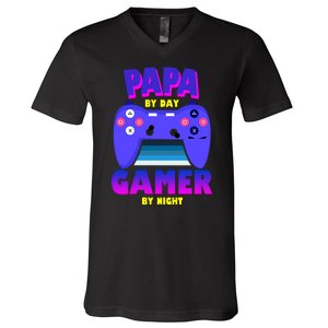 Papa By Day Gamer By Night V-Neck T-Shirt