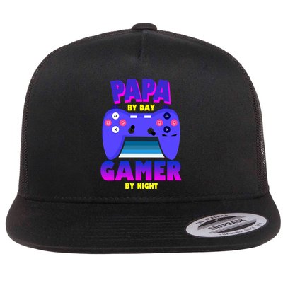 Papa By Day Gamer By Night Flatbill Hat