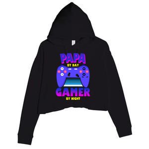 Papa By Day Gamer By Night Crop Fleece Hoodie