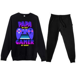 Papa By Day Gamer By Night Premium Crewneck Sweatsuit Set