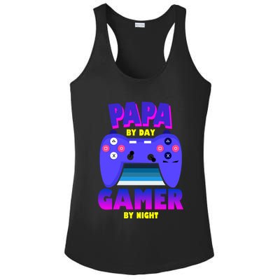 Papa By Day Gamer By Night Ladies PosiCharge Competitor Racerback Tank