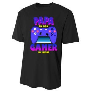 Papa By Day Gamer By Night Performance Sprint T-Shirt