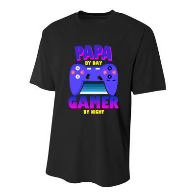 Papa By Day Gamer By Night Youth Performance Sprint T-Shirt