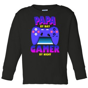 Papa By Day Gamer By Night Toddler Long Sleeve Shirt