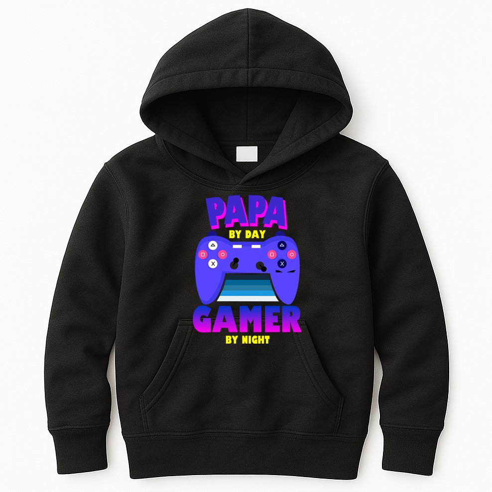 Papa By Day Gamer By Night Kids Hoodie