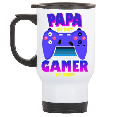 Papa By Day Gamer By Night Stainless Steel Travel Mug